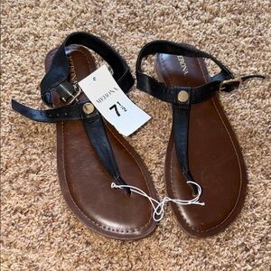 Merona Women's Sandals with Black Straps and Brown Soles